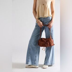 NWT Free People Copenhagen Shoulder Bag In Color Cognac 100% Leather